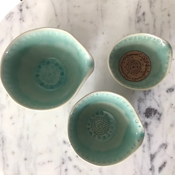 Anthropologie Handmade Glazed Stoneware Measuring Cups Bowls New In Box - Picture 9 of 11